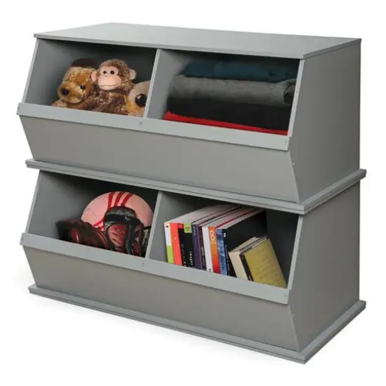Badger Basket 2 Bin Stackable Storage Cubby Gray {8}