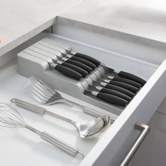 Kitchen Details 2-Tier Gray In-Drawer Knife Organizer {5}