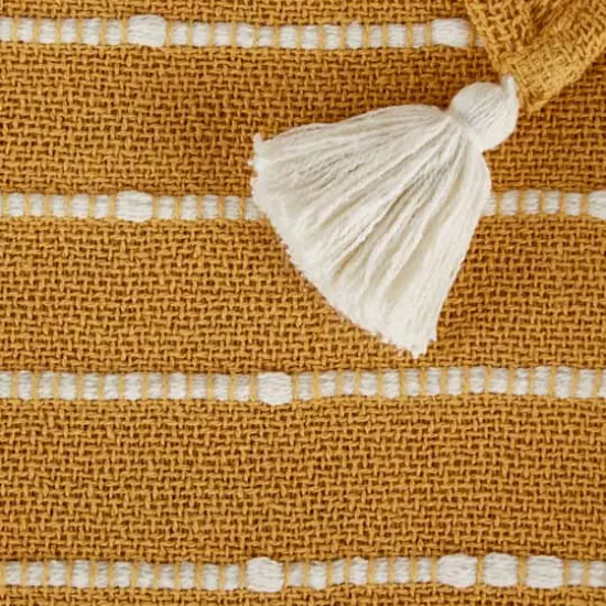 DII&reg; White Slub Stripe Throw Honey Gold/Off-White {6}
