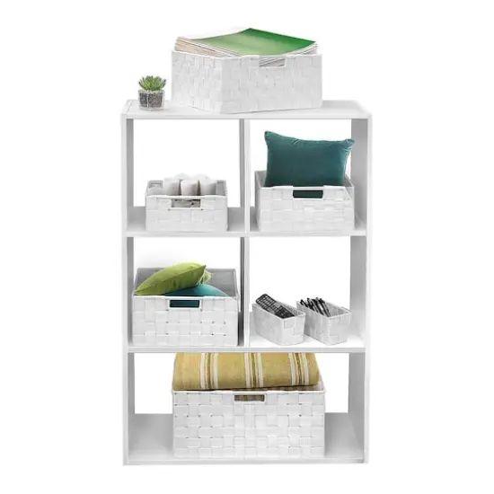 Sorbus 7-Piece Stackable Tote Basket Set with Handles White {4}