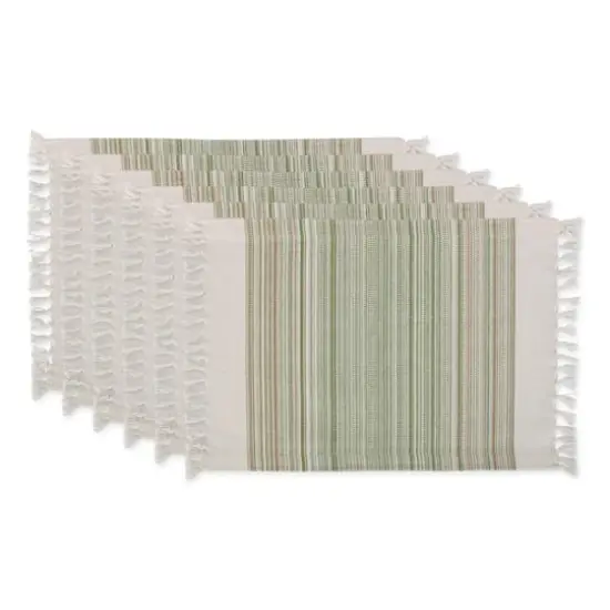 DII&reg; 13" x 20" Fringed Striped Tabletoppers, 6ct. Thyme {1}
