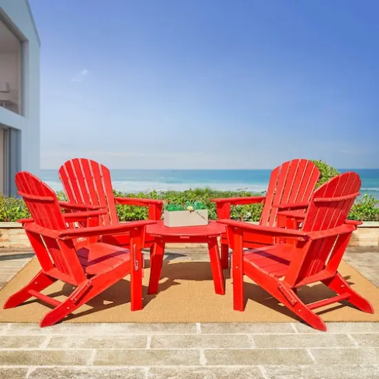 Glitzhome&reg; 32" Red Round Outdoor Coffee Table {6}