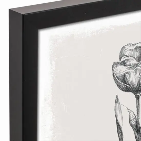 Floral Stems Sketch 13.73" x 19.73" Black Framed Canvas {4}