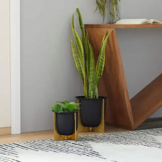 Black & Gold Aluminum Glam Planter Set {7}