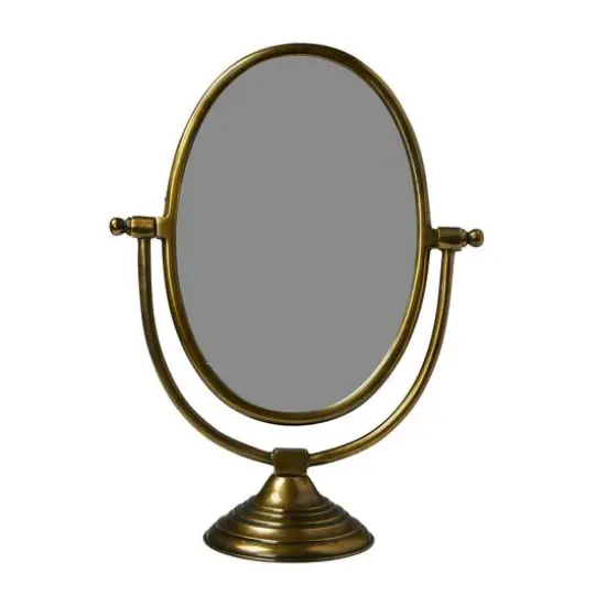 Hello Honey&reg; Brass Finish Framed Mirror on Swivel Stand {1}