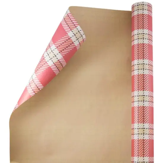 JAM Paper Red Plaid Kraft Gift Wrap {4}