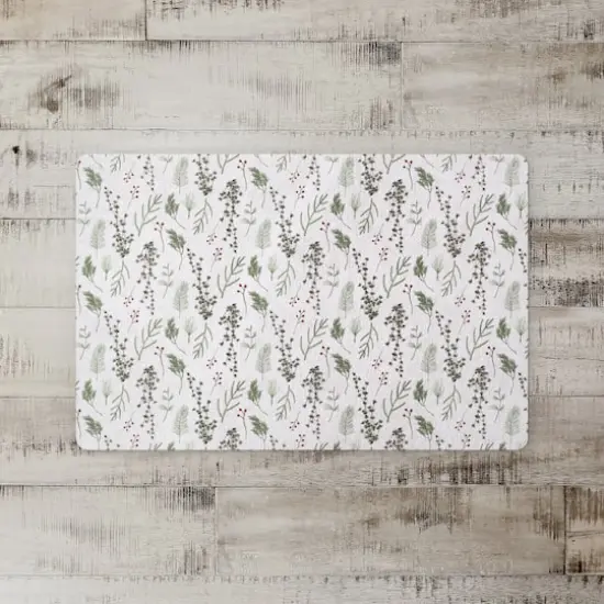 Pine Greenery on White Floor Mat {3}