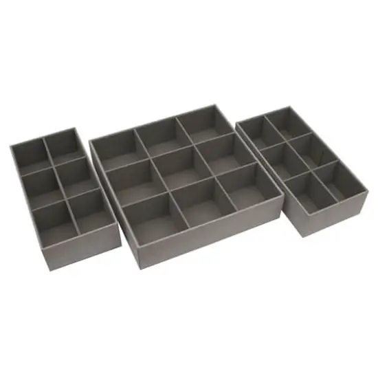 Household Essentials 3 Piece Drawer Organizers Starter Set Silver {1}