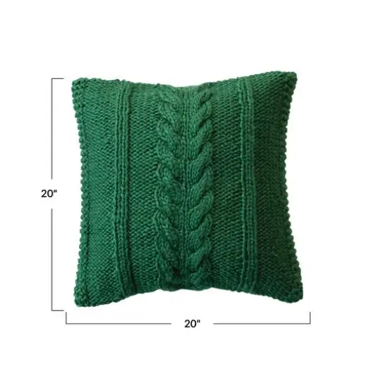 Hello Honey&reg; 20" Green Cable Knit Accent Pillow {5}