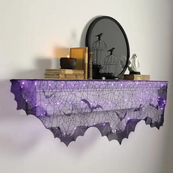 96" Black Bat LED Lighted Mantel Scarf by Ashland&reg; {3}