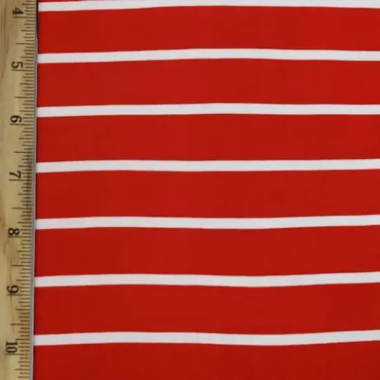 Fabric Merchants White Stripes on Red Double Brushed 4-Way Stretch Fabric {3}