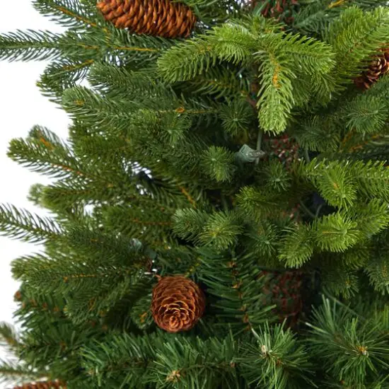 3.5ft. Pre-Lit Yukon Mountain Fir Artificial Christmas Tree in White Planter, Clear Lights {6}