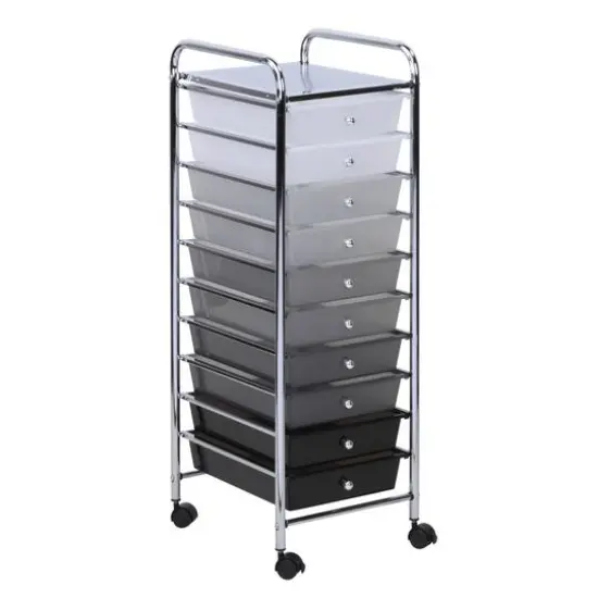 Honey Can Do 10-Drawer Grayscale Rolling Storage Cart {6}