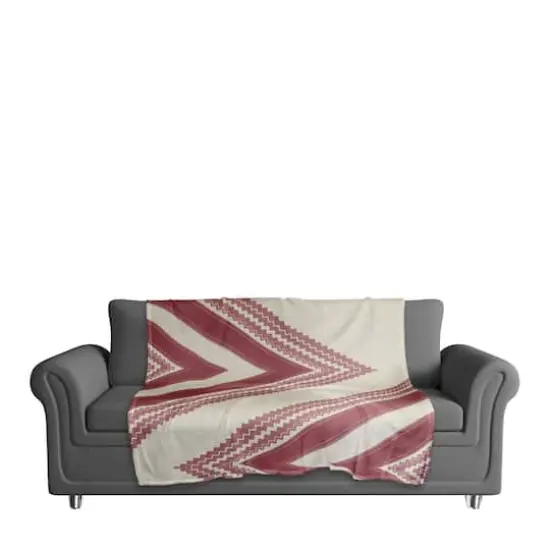 Zig Zag Cream Pink 50" x 60" Coral Fleece Blanket {4}