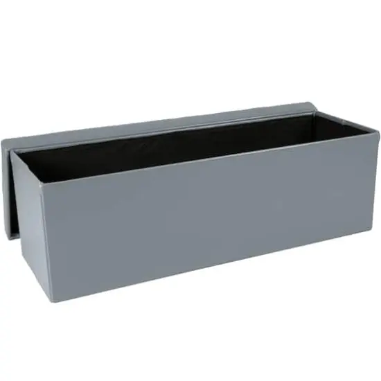 Simplify 44" Faux Leather Triple Folding Storage Ottoman Gray {4}