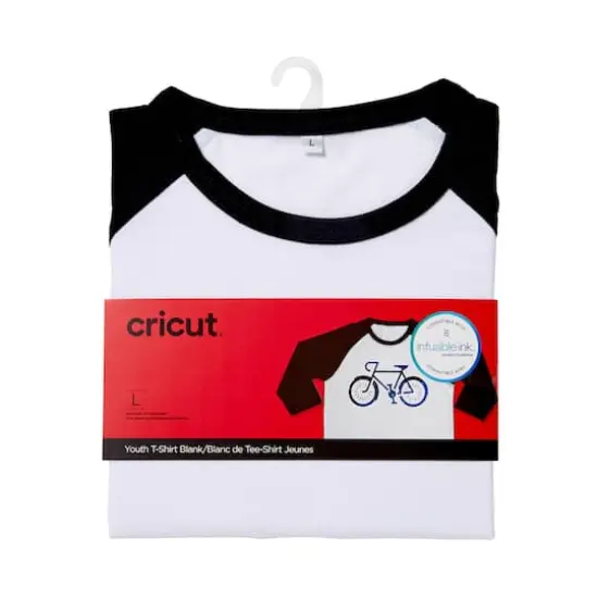Cricut&reg; Unisex Youth Raglan Sleeve T-Shirt Blank Black {1}