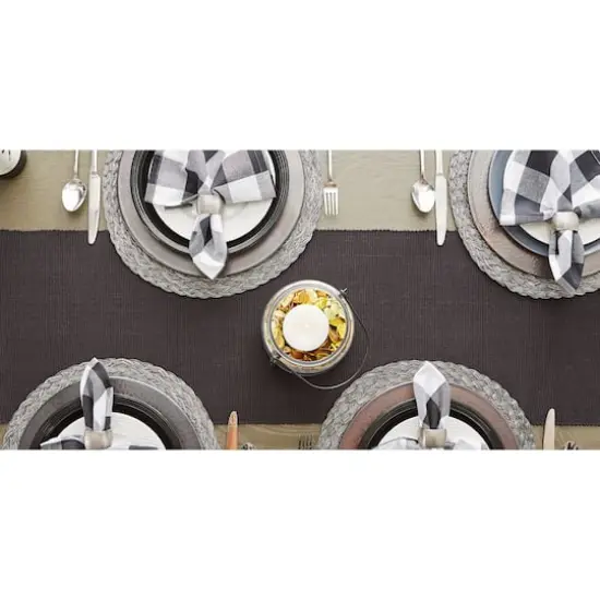 DII&reg; 72" Ribbed Table Runner Black {6}