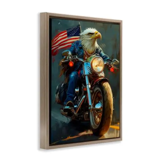 Stupell Industries Patriotic Eagle Motorcycle Floater Framed Art Brown {4}