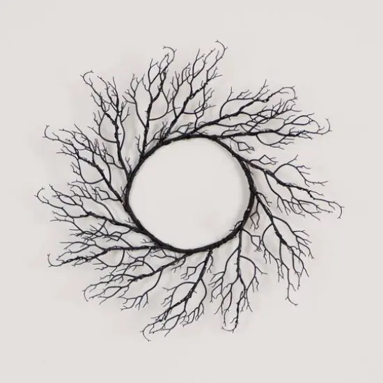 23" Pre-Lit Halloween Black Wreath {10}