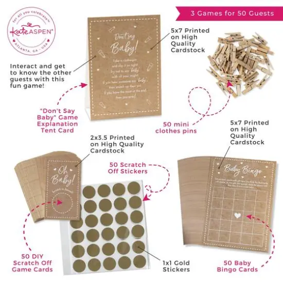 Kate Aspen&reg; Kraft Baby Shower Game Set {7}