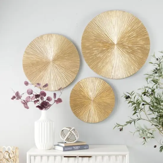 CosmoLiving by Cosmopolitan Set of 3 Gold MDF Contemporary Wall Decor, 24" x 24" {7}