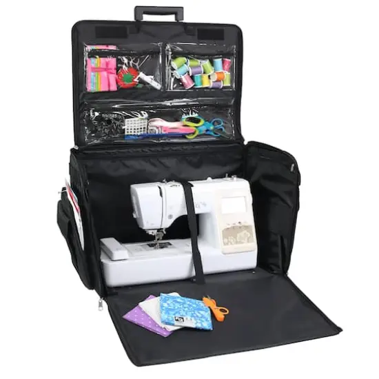 Everything Mary XL Black Quilted Deluxe Rolling Sewing Machine Case {8}