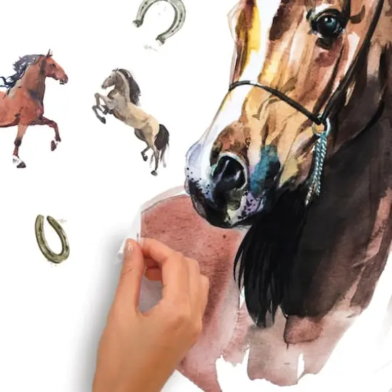 RoomMates Watercolor Wild Horses Peel & Stick Giant Wall Decals {5}