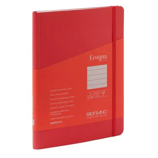 Fabriano&reg; EcoQua Plus A5 Lined Hidden Spiral-Bound Notebook Red {1}
