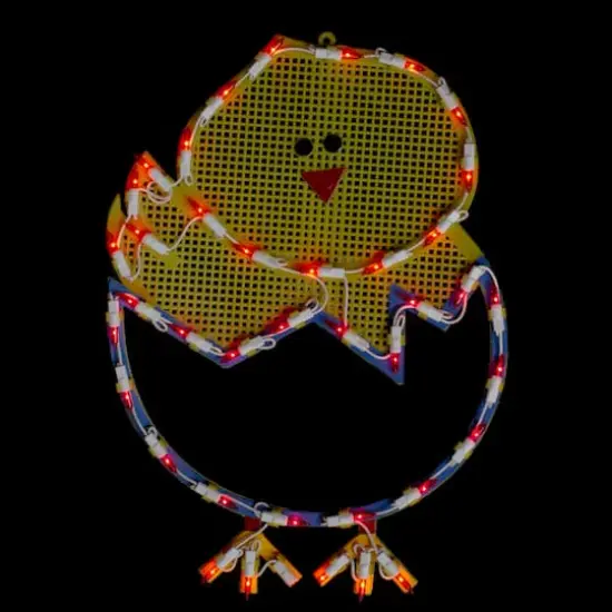 17" Yellow Lighted Hatching Baby Chick in Egg Easter Window Silhouette {3}
