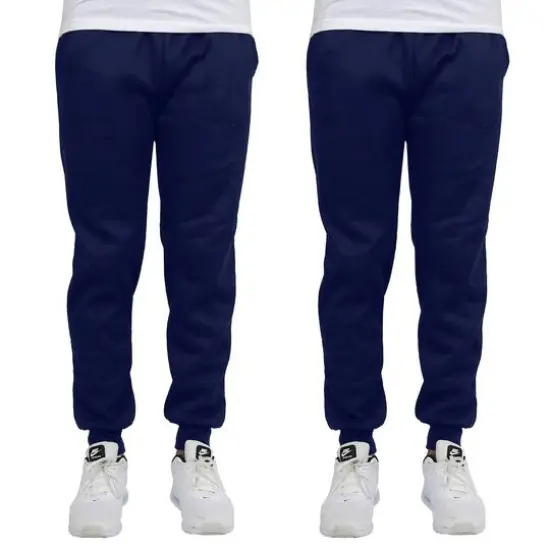 Galaxy by Harvic Men's Fleece-Lined Jogger Sweatpants 2 Pack Navy/Navy {1}