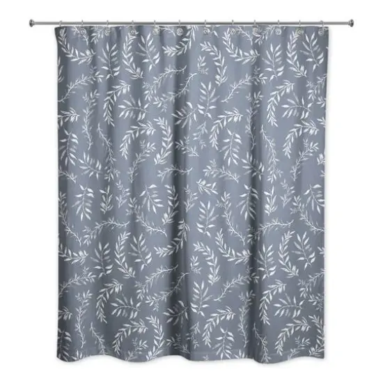 Swirly Leaves Shower Curtain Slate {3}