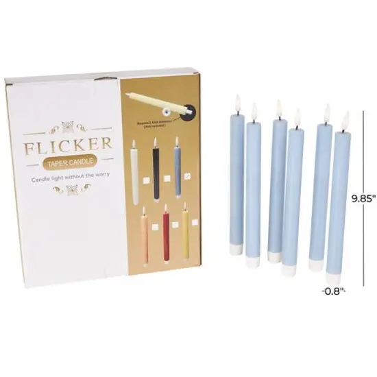 10" Flameless Wax Candles with Remote Control, 6ct. Light Blue {9}