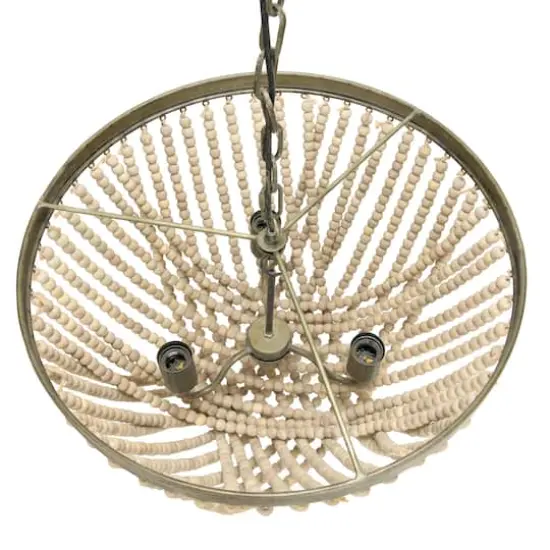 Hello Honey&reg; White Metal Chandelier with Draped Wood Beads {5}