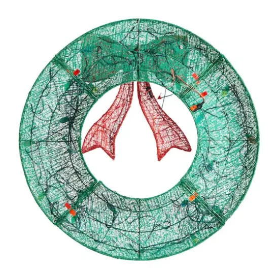 Glitzhome&reg; 3ft. Lighted Christmas 3D Mesh Wreath Outdoor D&eacute;cor {8}