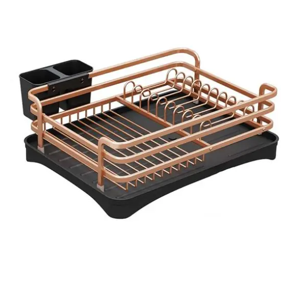 NEX&trade; Rose Gold Aluminum Compact Dish Drying Rack {1}