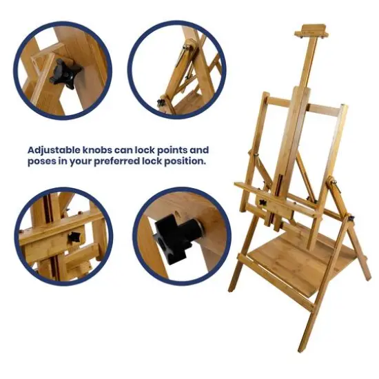 Pacific Arc Convertible Watercolor Bamboo Studio Easel with Storage Shelf {7}