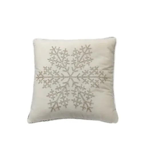 16" White & Silver Glitter Snowflake Throw Pillow by Ashland&reg; {1}