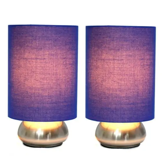 Simple Designs&trade; 2-Pack Mini Touch Lamps with Shades Brushed Nickel Base and Blue Shades {7}
