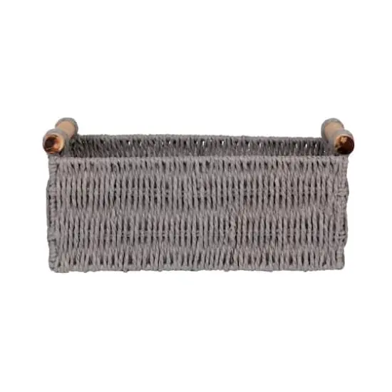 Household Essentials Paper Rope with Wooden Handles Basket Set Gray {7}