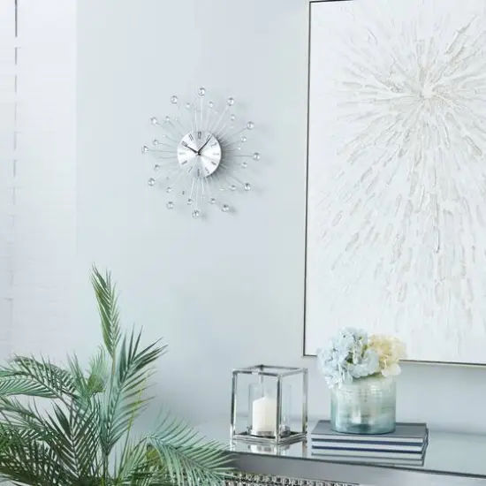 Silver Glam Metal Wall Clock {9}