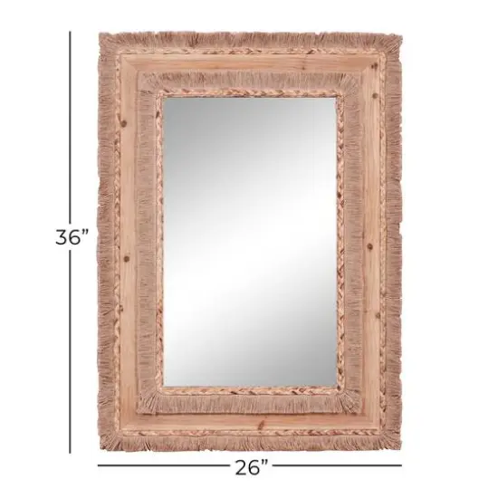36" Brown Bohemian Style Wood Wall Mirror {7}