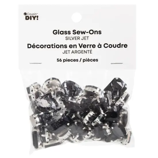 CousinDIY Silver Jet Glass Sew-On Rhinestones, 56ct. {1}
