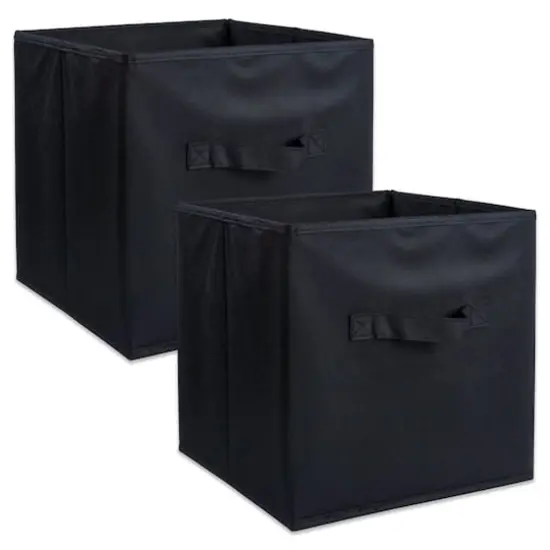 DII&reg; 11" Fabric Cube Storage Baskets, 2ct. Black {1}