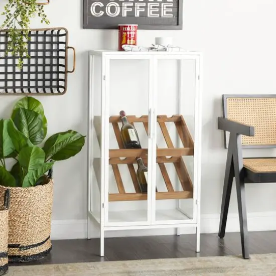 White Metal Farmhouse Standing Wine Rack 41" x 21" x 14" {9}