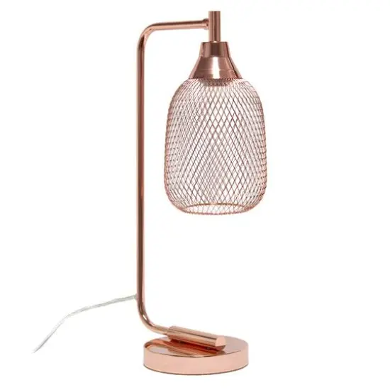 Lalia Home 19" Industrial Mesh Desk Lamp Rose Gold {11}