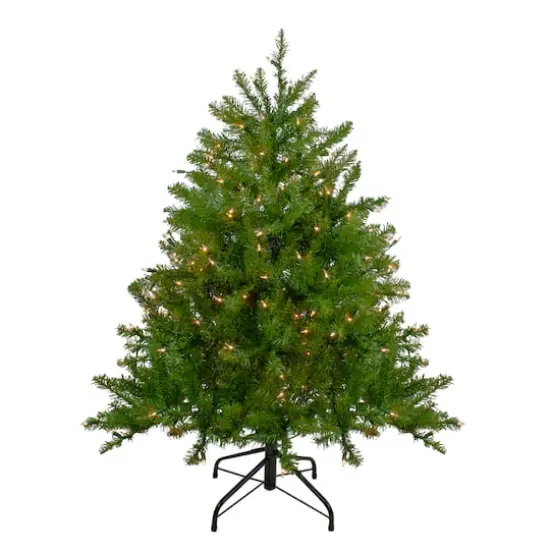 4' Pre-Lit Northern Pine Full Artificial Christmas Tree - Clear Lights {3}
