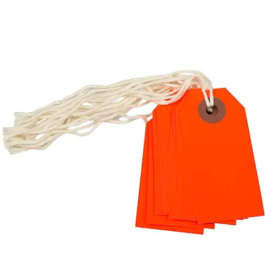 JAM Paper Tiny Gift Tags with String, 100ct. Neon Red {3}