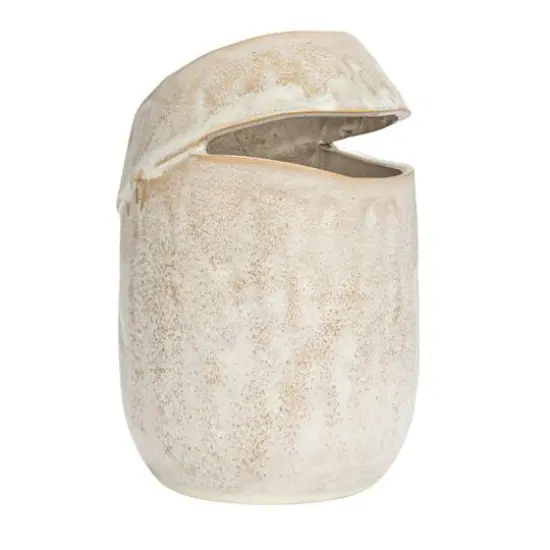 Hello Honey&reg; 8" Cream Organic Round Stoneware Vase with Reactive Glaze {6}