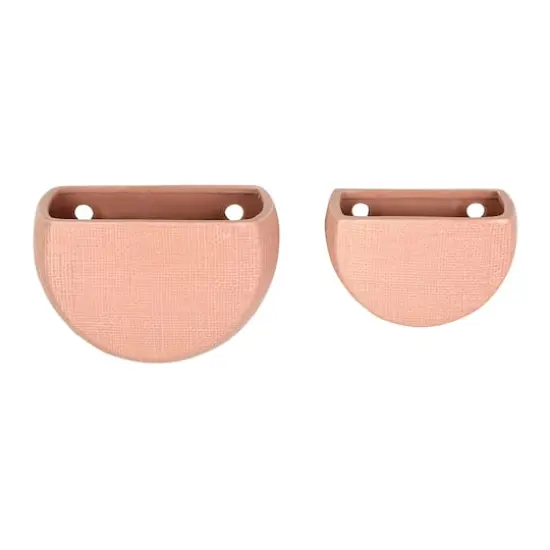Hello Honey&reg; Stoneware Wall Planters Set Pink {6}