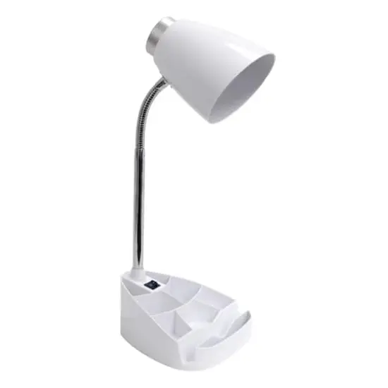 LimeLights 18.5" Gooseneck Organizer Desk Lamp with Tablet Stand White {1}